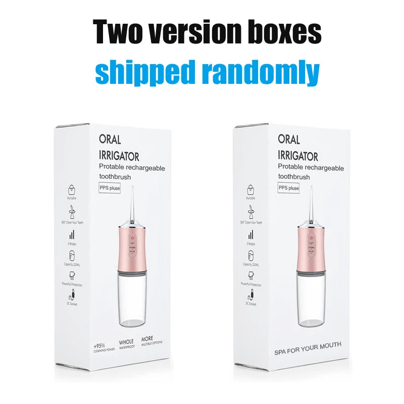 Oral Irrigator Portable Dental Water Flosser USB Rechargeable Water Jet Floss Tooth Pick 4 Jet Tip 220ml 3 Modes