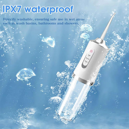 Oral Irrigator Portable Dental Water Flosser USB Rechargeable Water Jet Floss Tooth Pick 4 Jet Tip 220ml 3 Modes